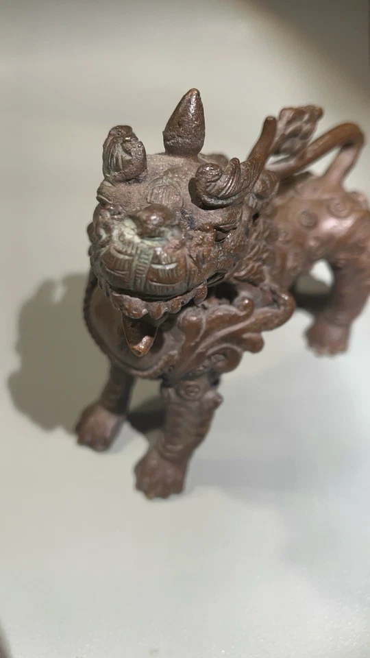 Chinese Bronze Pixiu Lion Feng Shui Mythical Guardian Foo Dog - Image 3 of 4
