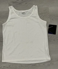 NWT Vintage Dolfin International Women’s Swim Tank Top Rash Guard White Sz L USA