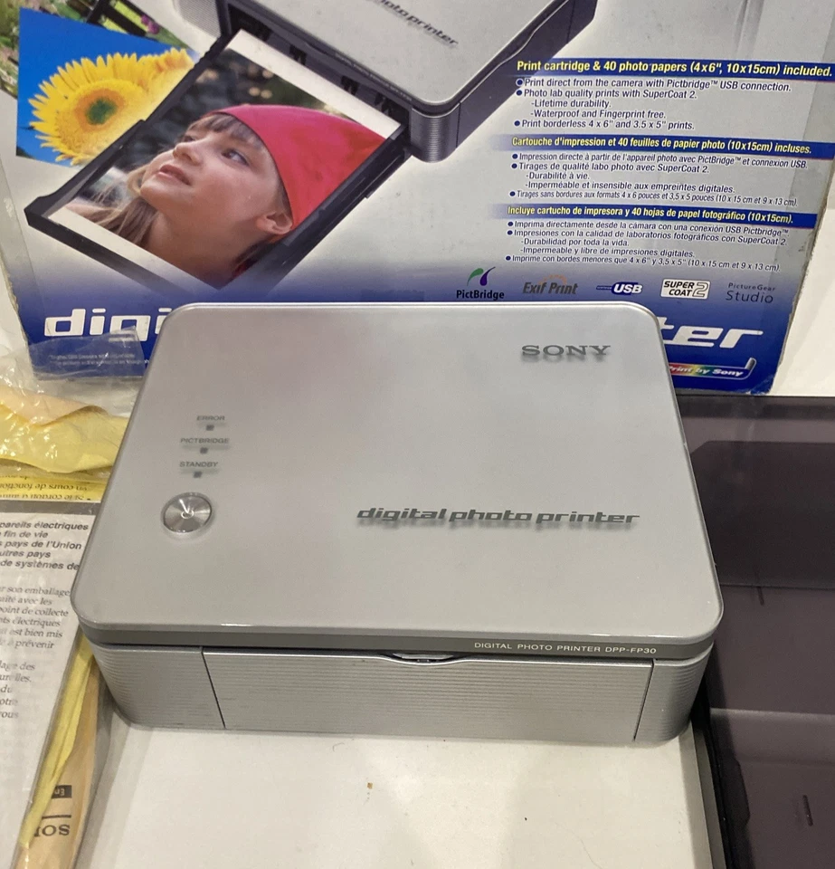 Boxed Sony DPP-FP30 Photo Printer w/Photo Gloss Paper and instru Tested Working - Image 2 of 4