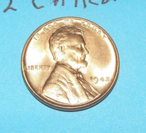 1942    LINCOLN WHEAT CENT   CHOICE RED UNCIRCULATED  #3