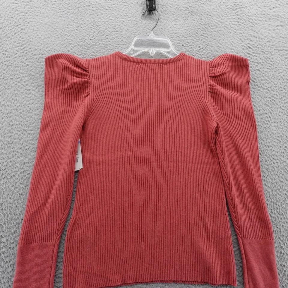 Joes 罗纹袖口毛衣小号红色粉色女式针织上衣圆领新品 — 第 4/4 张图片