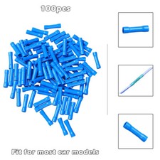 Blue 100Pcs Fully Insulated Copper Butt Connectors 16-14 Gauge Vinyl