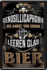 Blechschild Lustiger Alkohol Spruch “Cenosillicaphobie“ Geschenkidee
