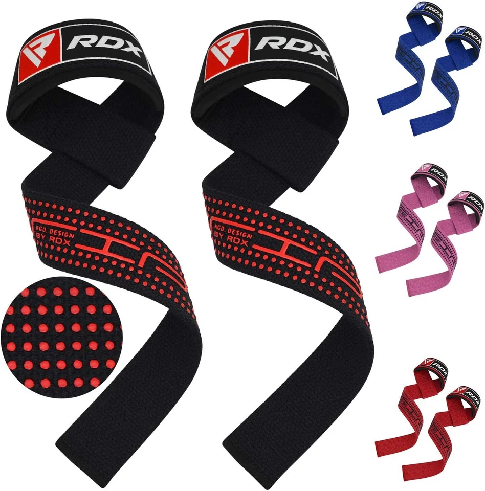 Correas para muñecas de levantamiento de pesas de RDX, muñequeras levantamiento de pesas, correas para muñecas de gimnasio Foto 2 de 4