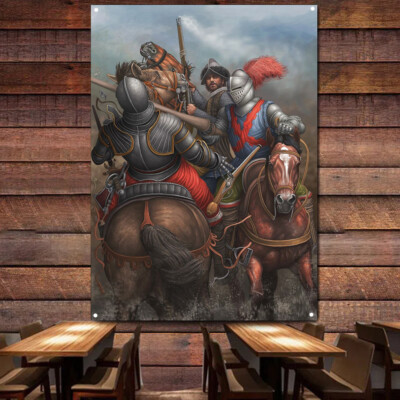 Knightly Tapestry Flags Wall Art Crusaders Home Decor Templar Banners Painting 1