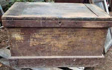 ANTIQUE PRIMITIVE COUNTRY WOOD METAL HARDWARE TOOL CHEST FURNITURE TABLE BENCH