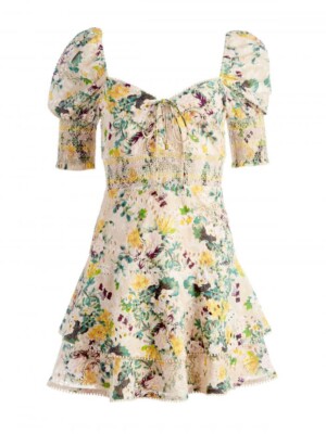 white and navy blue lace dress Can’t Miss This Blue Multi Floral Embroidered Lace Mini Dress main image 1