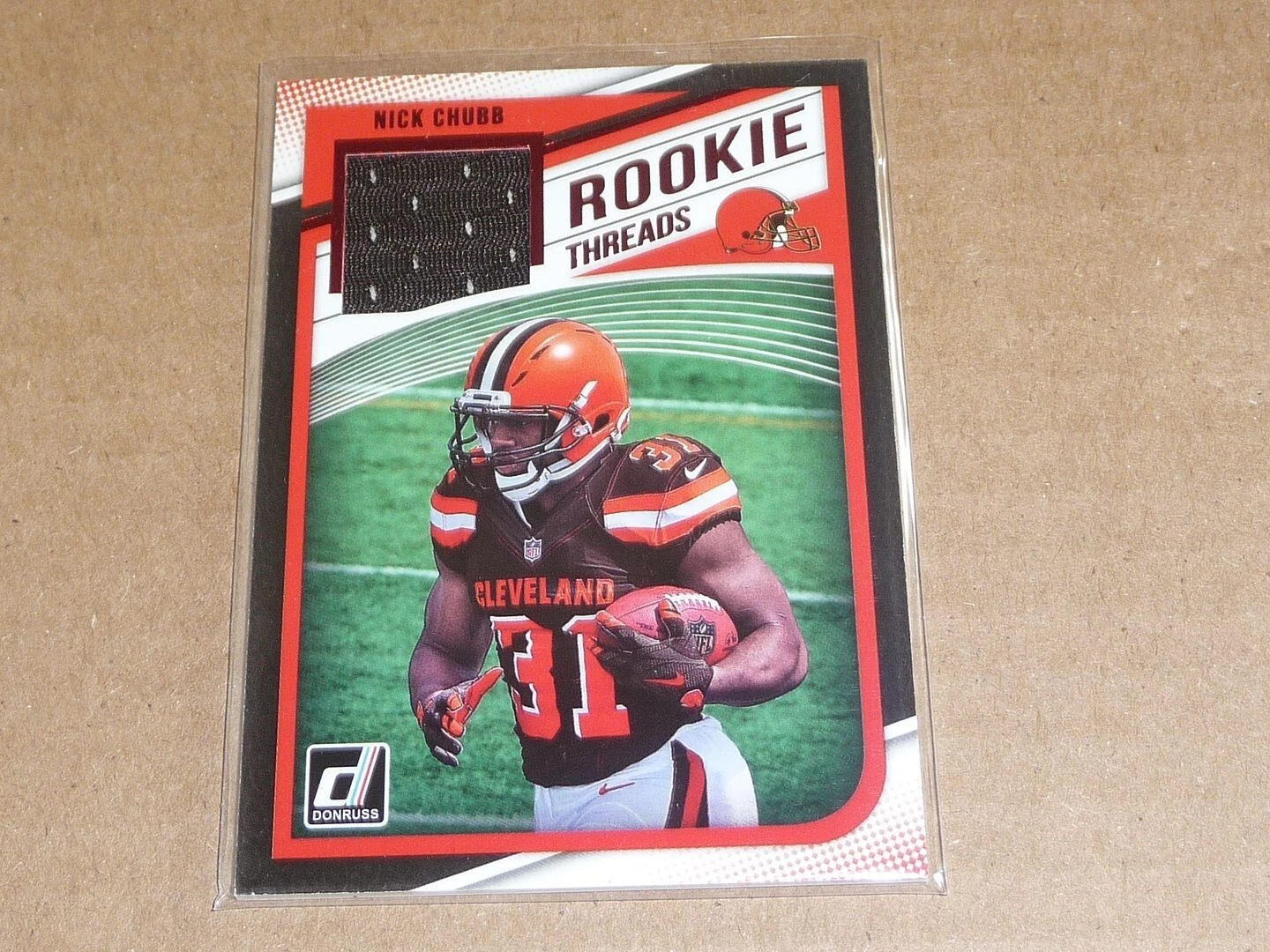 2018 Panini Donruss NICK CHUBB ROOKIE THREADS JERSEY BROWNS T3916