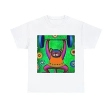 Adult Cat T Shirt Vintage Style Weightlifting Feline Gym Workout Tee Funny Pet