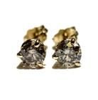 14k yellow gold 1.05ct Brown round diamond stud earrings — photo 3