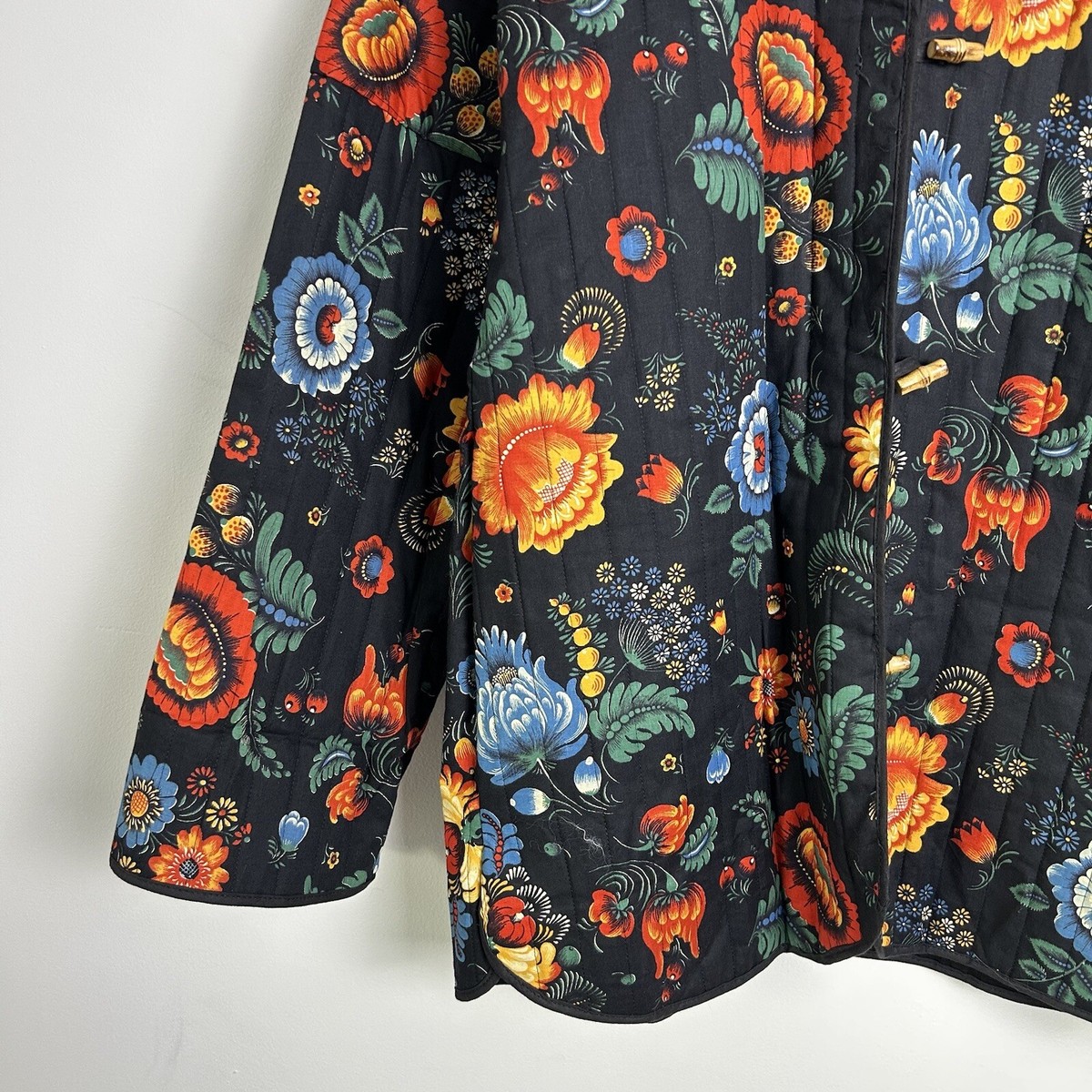 Vintage Wildflower Floral Botanical Quilted Togggle Jacket