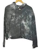 J For Justify Women's M Cropped Sweatshirt Lightweight Gray Tie Dye Casual Comfy