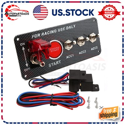 12V 5 in1 Ignition Switch Panel For Racing Car Truck RV w/LED Toggle Push Button