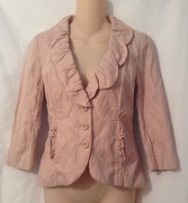CAbi Pink Ruffle Lined 3 Button Blazer Jacket Size 2
