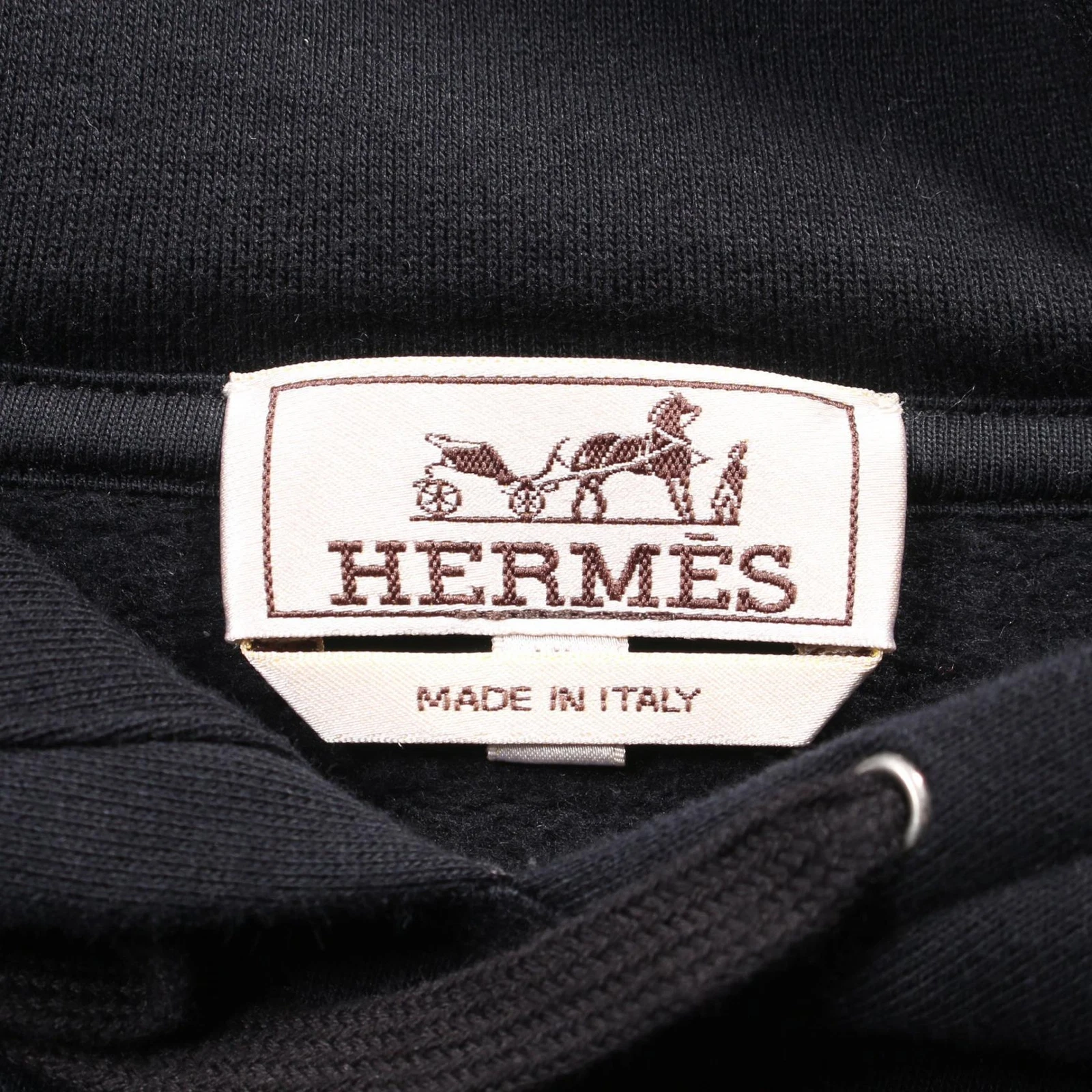 HERMÈS Felpa con cappuccio HERMES Chevaux asimmetria 31 5764 cotone nero usata