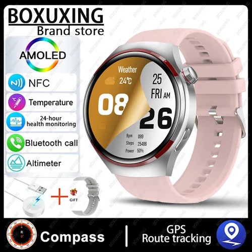 GPS NFC Smart Watch Men AMOLED HDScreen Heart Rate Bluetooth Call SmartWatch New - Zdjęcie 14 z 38