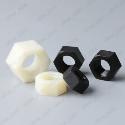 White / Black Nylon DIN934 Hexagon Nuts Hex Nuts M2 M2.5 M3 M4 M5 M6 M8 M10 M20