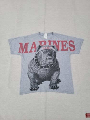 💥Vintage 90s Marines bulldog USMC  doublesided T-