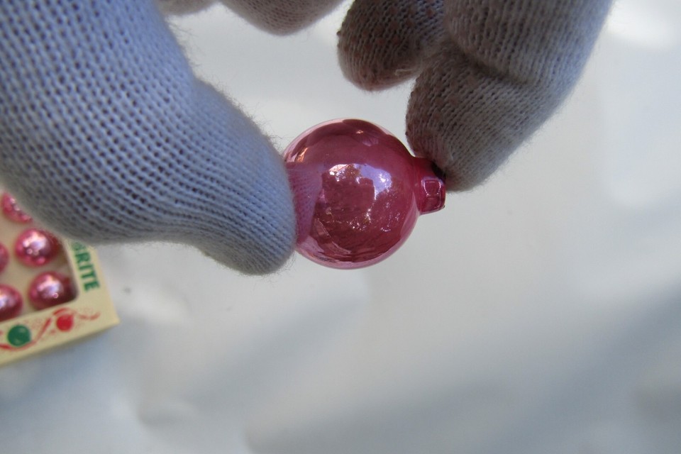 Lot Vintage Glass PINK BALL Mini 25mm BALL Christmas Ornaments Shiny