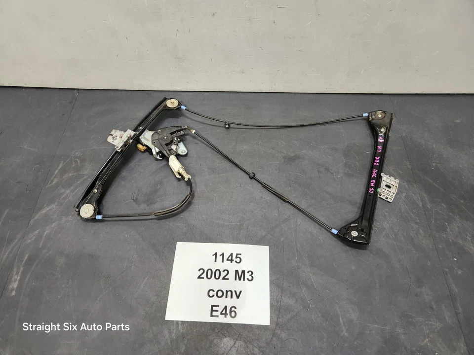 ✅ 01-06 Regulador de ventana de puerta del conductor delantero izquierdo OEM BMW E46 330Ci M3 con motor Foto 2 de 4