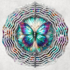 Stained Glass Butterfly 10" Wind Spinner 2 Handmade