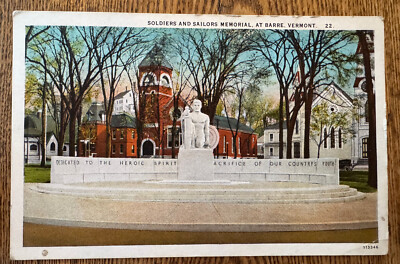 6 VINTAGE POST CARDs Barre VT 1920-1929 Main St Granite Works, Memorial Hospital