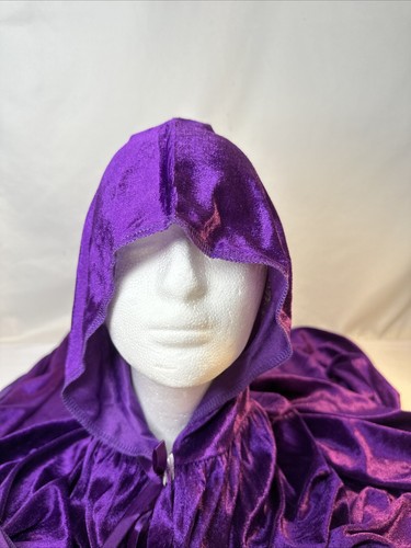 Kids Halloween Queen King Costumes Cape Velvet Hooded Cosplay Party Cloak Purple - Picture 2 of 8