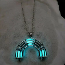 Glow in the Dark RAINBOW 1" x 1-3/8" Pendant 22" Luminous Necklace (#35)