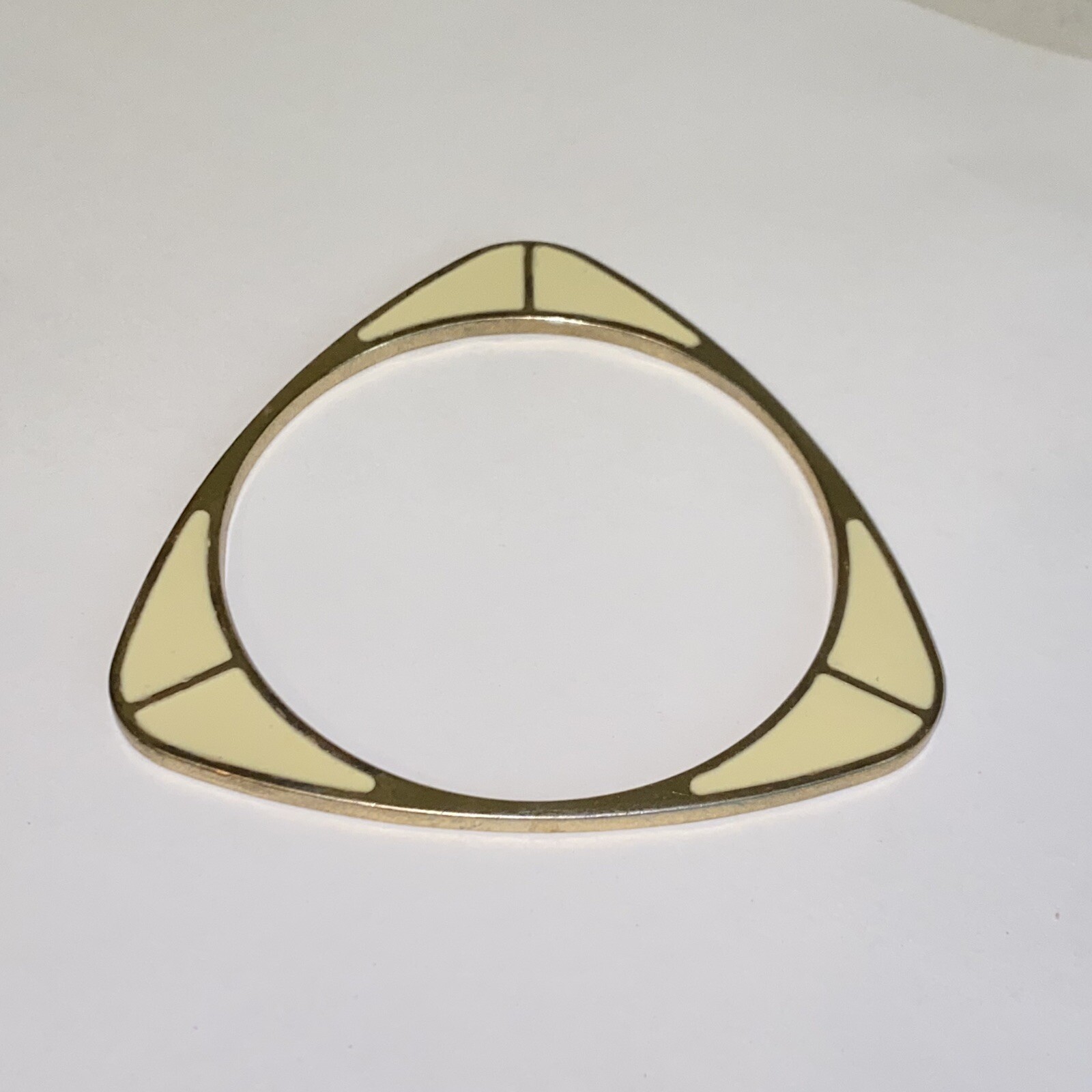 Vintage Triangular Gold Tone Bangle Bracelet with… - image 8