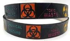 BIOHAZARD TOXIC WASTE EMBOSSED GENUINE COWHIDE LEATHER BELT USA MADE
