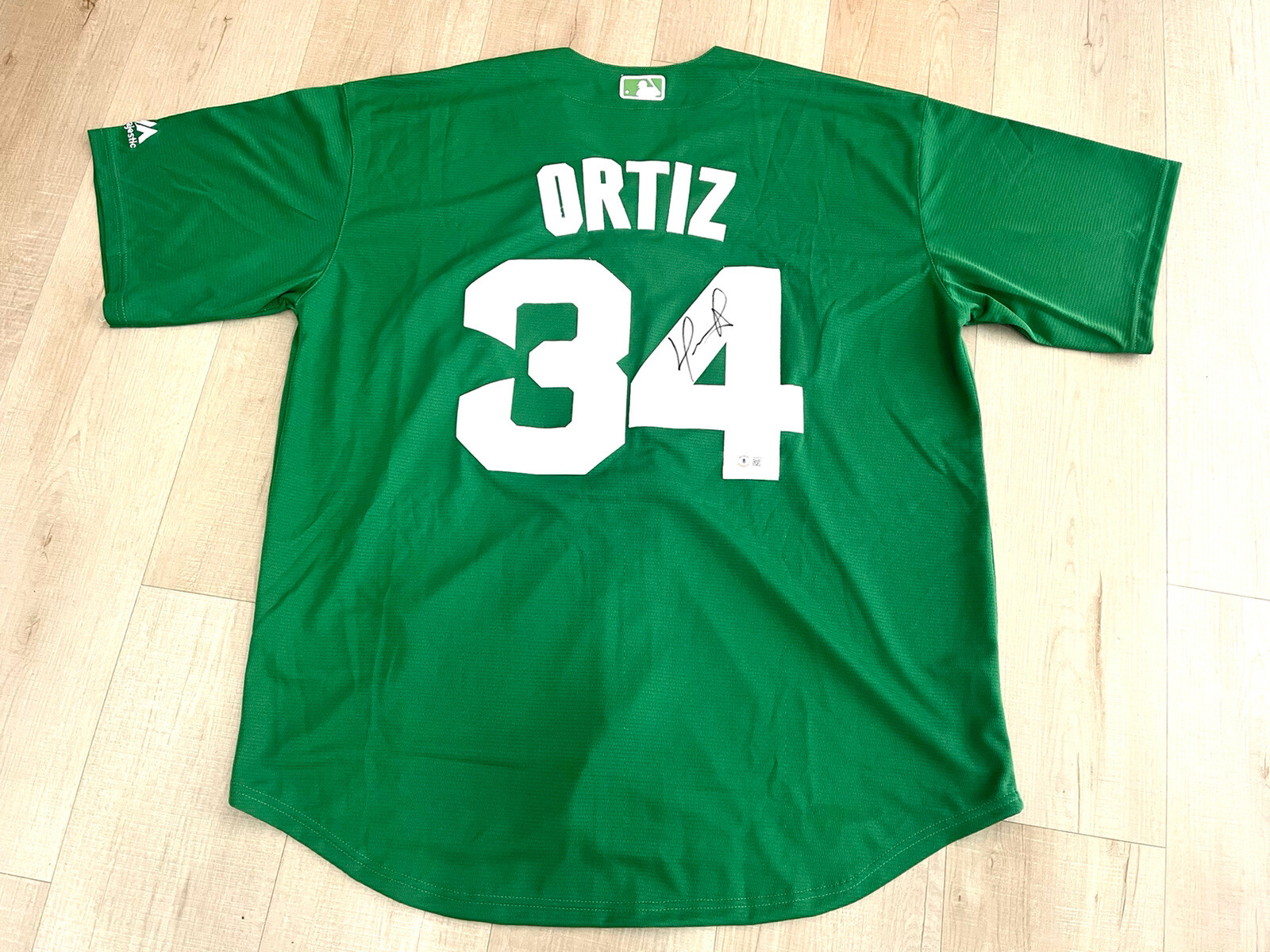 David Ortiz Autographed Signed Boston Red Sox HAND BOSTON REDSOX GREEN ST PATRICKS JERSEY MVP HOF BAS CERT 