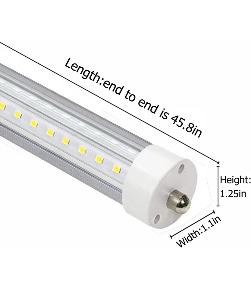 10-Pack - 36W T8 LED Tube Lights 4 Foot Equal to 45.8In,60W F48T12 R17D HO - Image 3 of 4