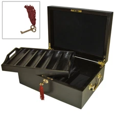 NEW 500 WOOD CASINO POKER CHIPS CASE BLACK