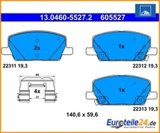 Brake pad set, disc brake ATE 13.0460-5527.2 for Opel