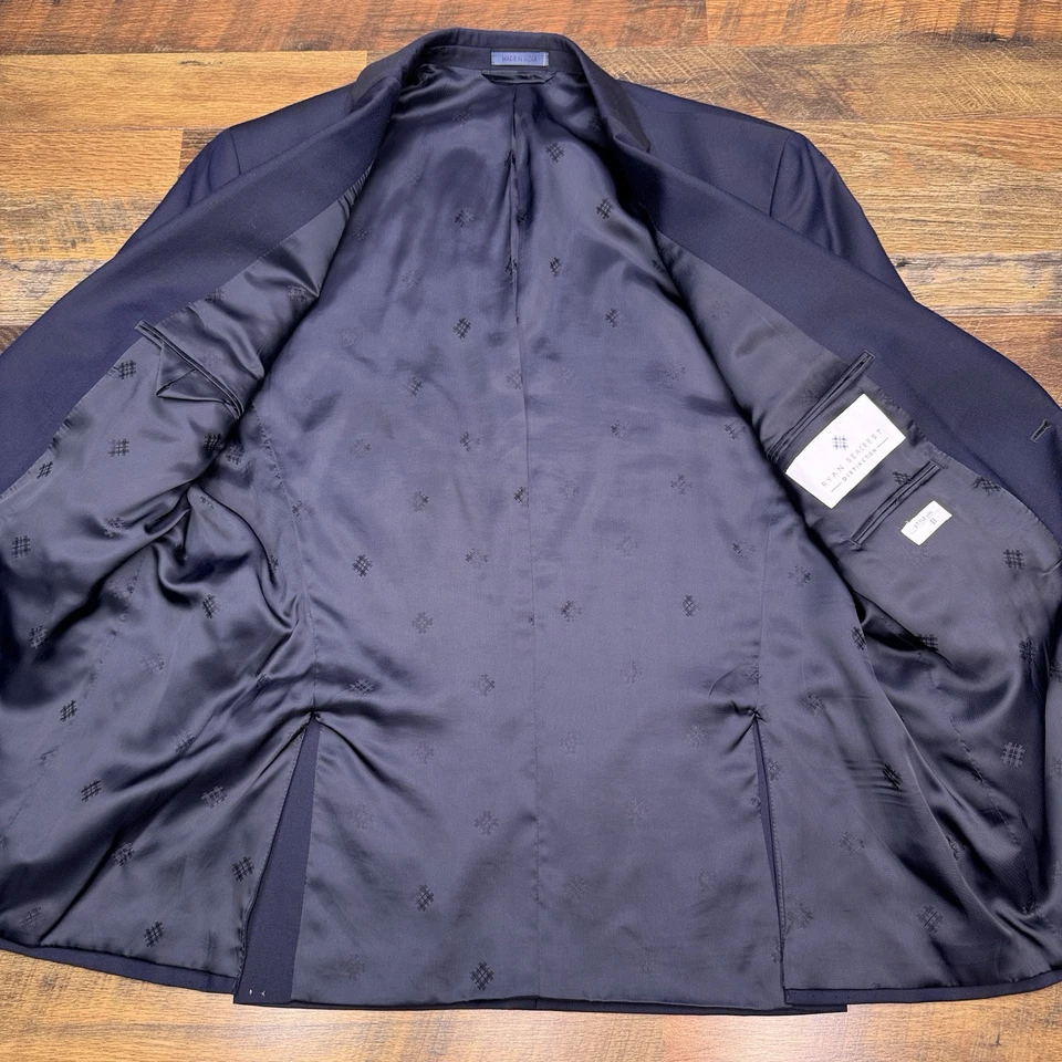Blazer de lana Ryan Seacrest Suit Jacket 44R azul marino distinción Foto 3 de 4