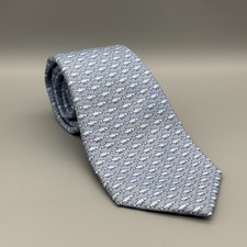 Vineyard Vines Boys Tie Blue Shark Print Silk Necktie 3.5" x 49"