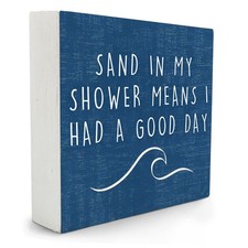 Beach Wooden Sign,Coastal Bathroom Signs,Beach Theme Bathroom Decor,Sand in M...
