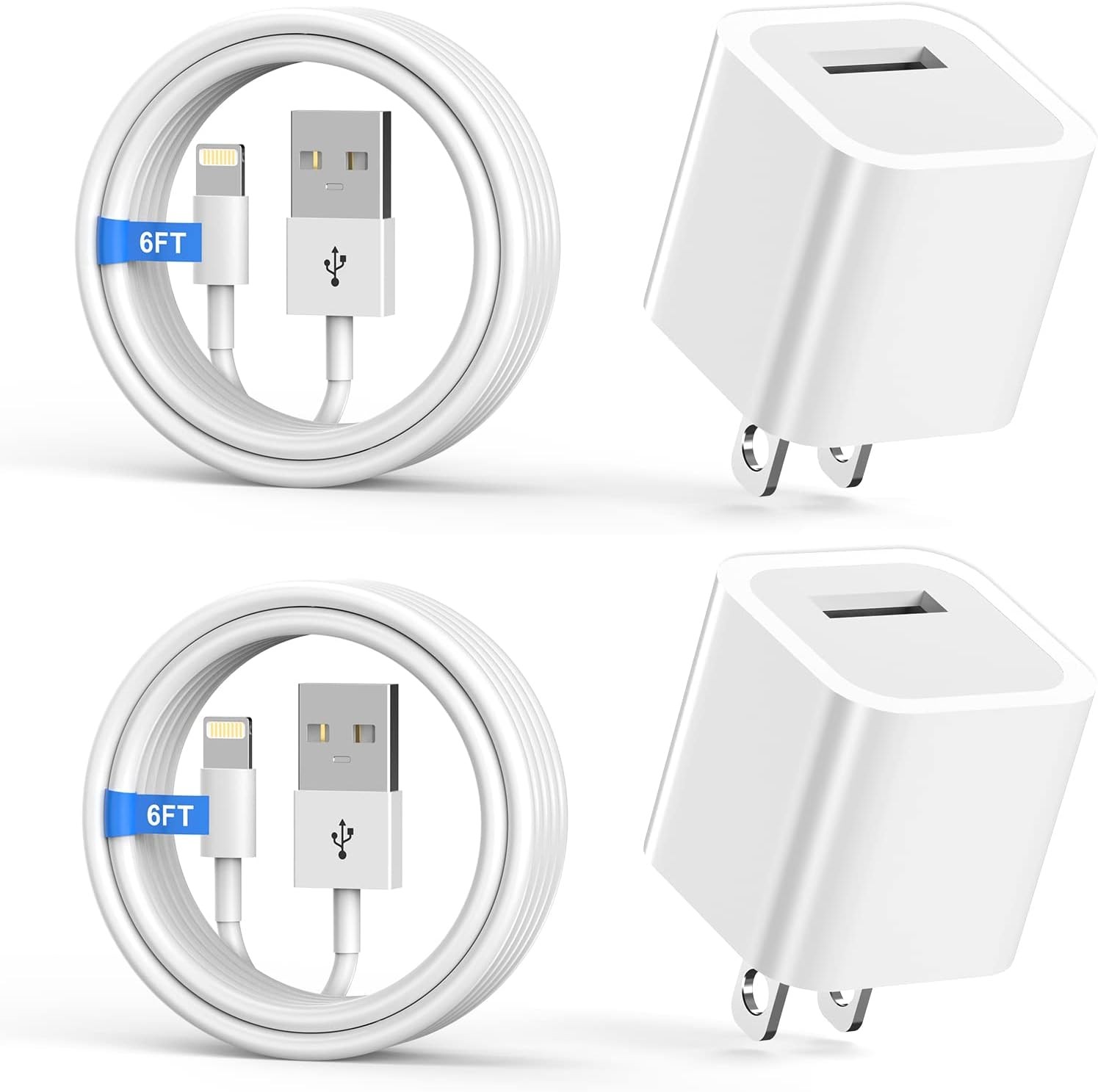 iPhone Charger,[MFi Certified] 2Pack 6FT Lightning Cable Data Sync White-image