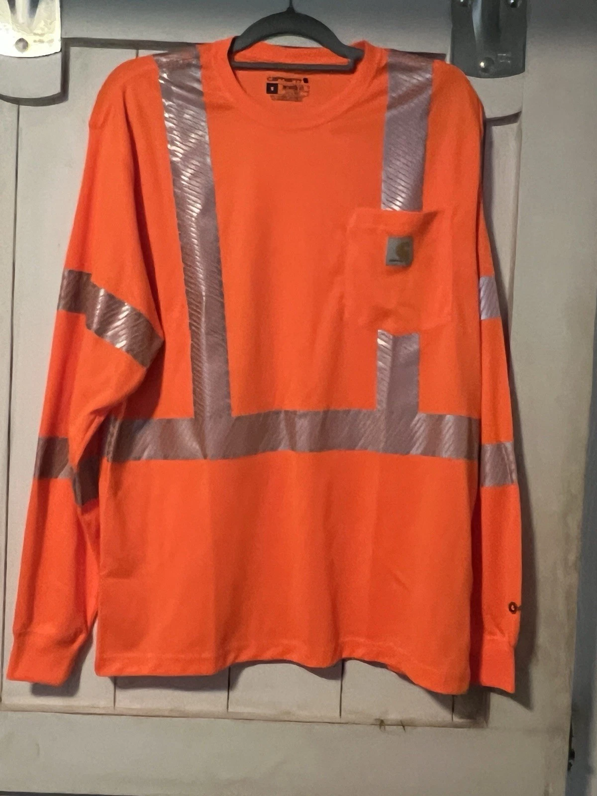NWOT Carhartt Mens High-Visibility Force Long Sleeve Class 3 T-Shirt Orange SzM