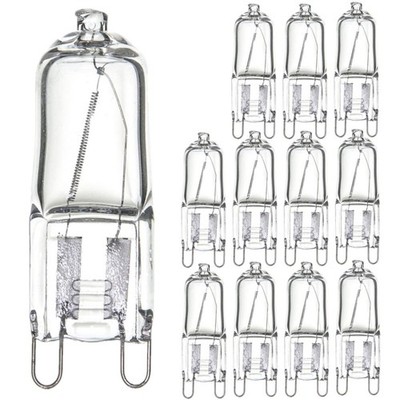 12Pack Single Ended T3.5 Bulb, G9 Bi-Pin Wire Style, 3200K, 50W, 600LM, 120V