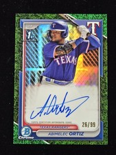 2024 Bowman Chrome ABIMELEC ORTIZ 1st Green Grass Refractor AUTO #26/99 Rangers