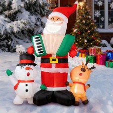 8ft Christmas Inflatable Outdoor Decorations, Blow up Yard Decor with Santa C...