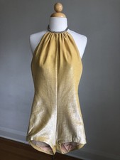 RARE VTG NWT 1950s COLE Of California Gold Metallic Rhinestones Pinup Swimsuit 8