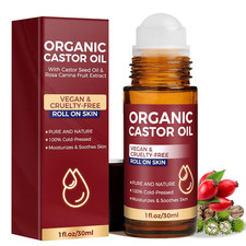 Castor Oil Roll On, Castor Oil Organic, 100 Pure  Cold-Pressed, Hexane Free, M