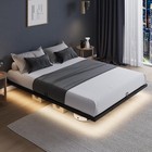 Floating Bed Frame with LED Lights Modern Platform Full Size Bed Frame