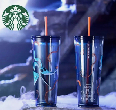Disney ZERO 24 Oz Starbucks Travel Tumbler Nightmare Before Christmas IN BOX