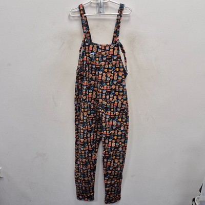 Lucy & Yak Latzhose Gr. UK 10 L Katzen in Hüten selten Jumpsuit schwarz Limited Ed
