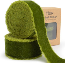 Moss Green Velvet Ribbon 1-1/2 Inch X 6 Yd Handmade Frayed Vintage Ribbons for C