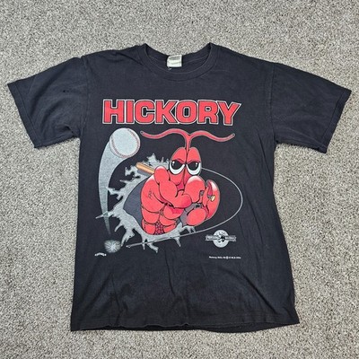 Vintage Hickory Crawdads Shirt Mens Large Black MiLB 1994 NUTMEG Baseball USA
