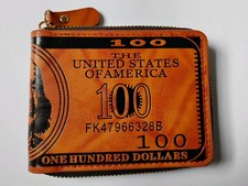100 Dollar Bill Wallet Novelty Zipper